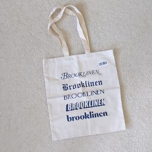 Brooklinen Logo Canvas Tote in Cream and Blue